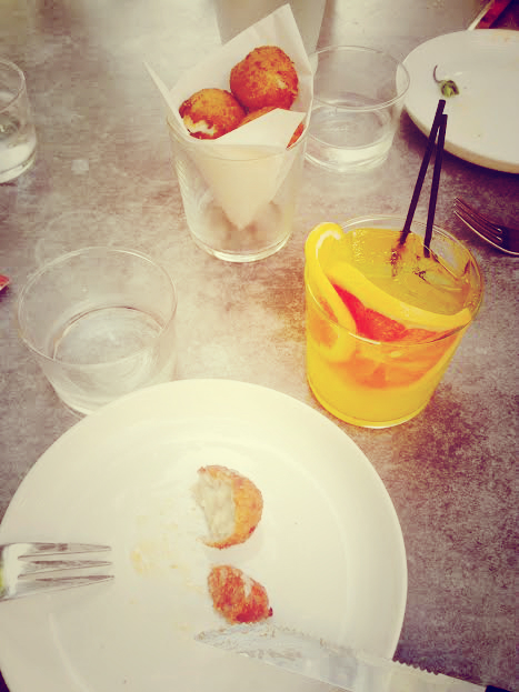 Champagne Sangria and croquetas at Bravas, Healdsburg